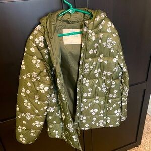 Kids green and white packable jacket - never worn